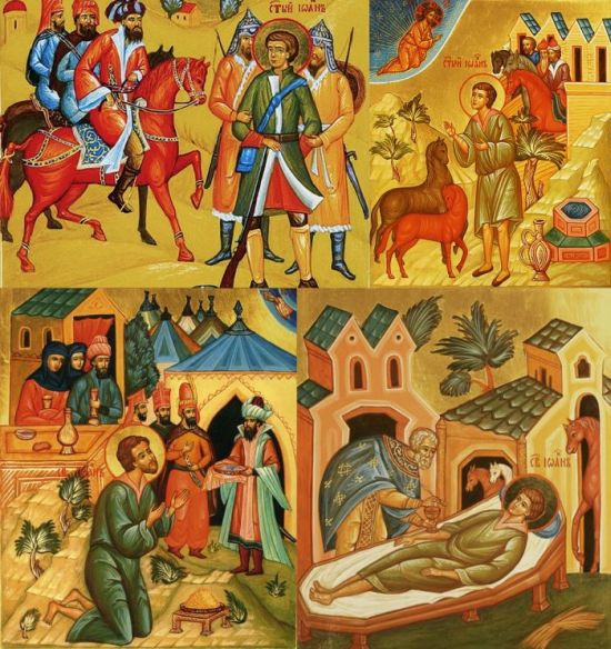 Клейма с иконы с изображением сцен жития святого праведного Иоанна Русского.