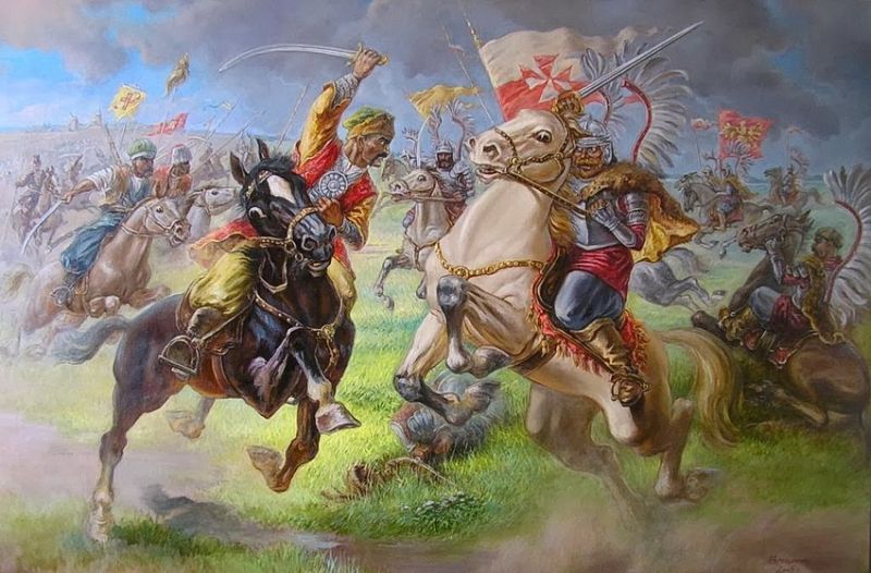 Схватка татарской конницы и польских крылатых гусар