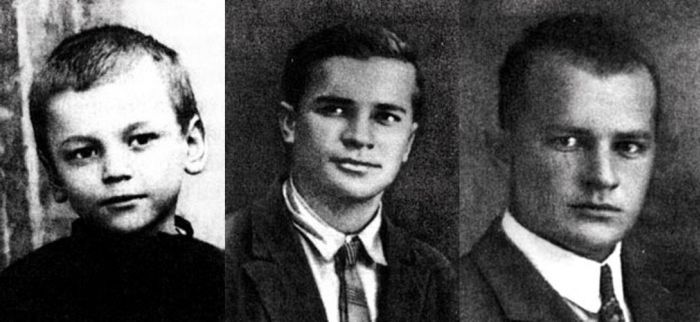 Николай Духов в детстве, рабфаковец, молодой инженер