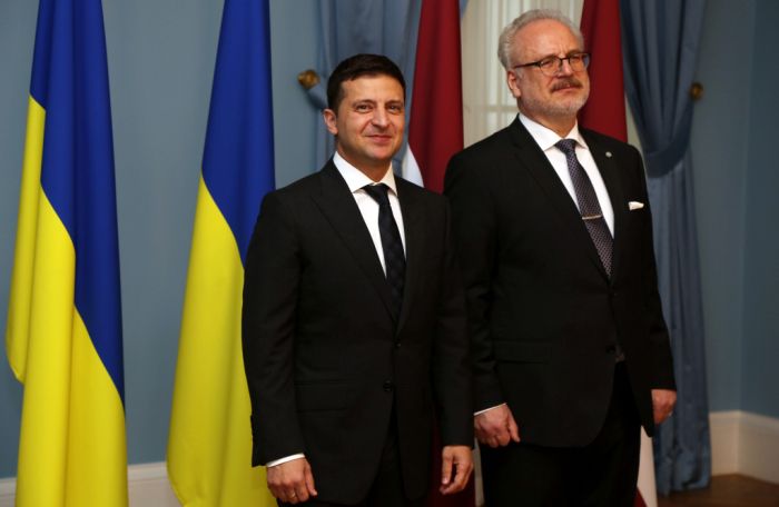 Владимир Зеленский и Эгилс Левитс, президент Латвии