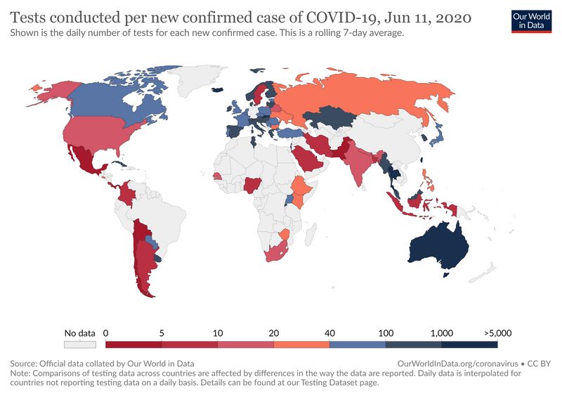 Количество тестирований на каждый выявленный случай заболевания