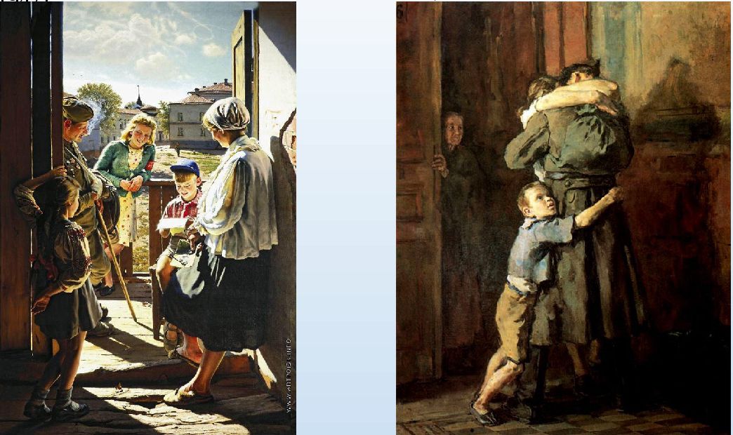 А. Лактионов. Письмо с фронта; В. Костецкий. «Возвращение». 1947 г.