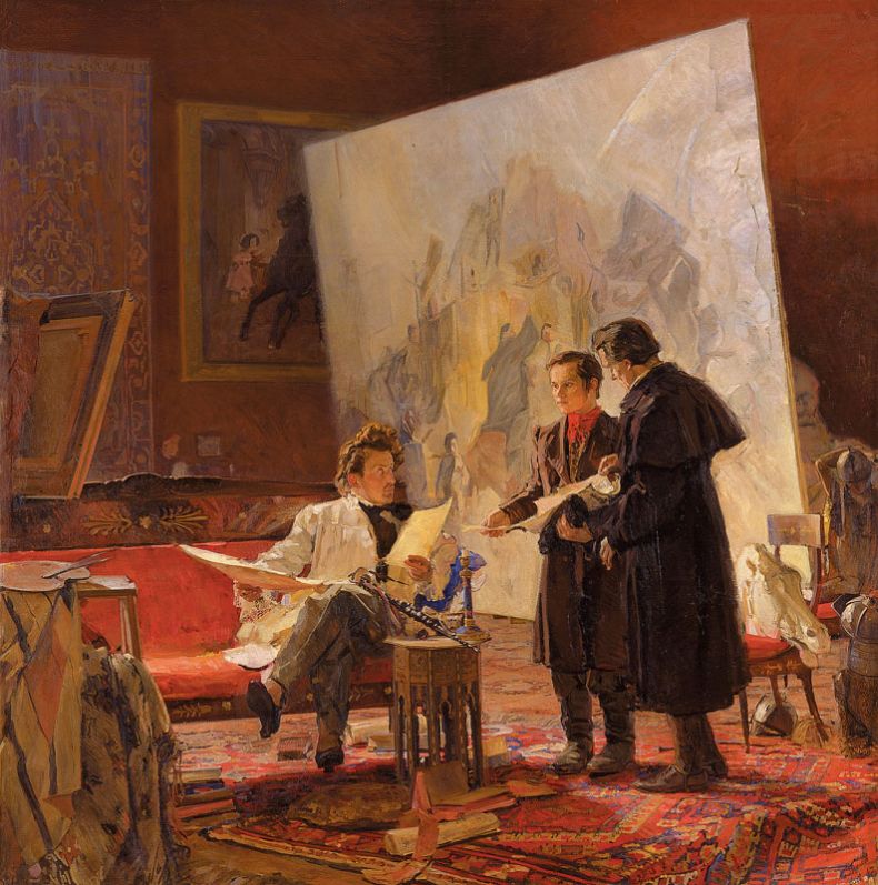 Г. Мелихов. «Молодой Тарас Шевченко у художника К. П. Брюллова». 1947 г.