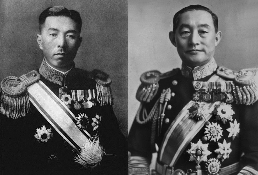 Премьер-министры Японии воинственный Фумимаро Коноэ (слева) и сторонник миролюбивой политики по отношению к СССР Мицумаса Ёнаи