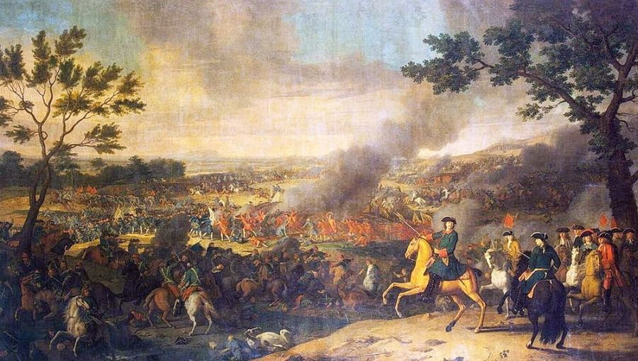 Пётр I в Полтавской битве. Художник Луи Каравакк.