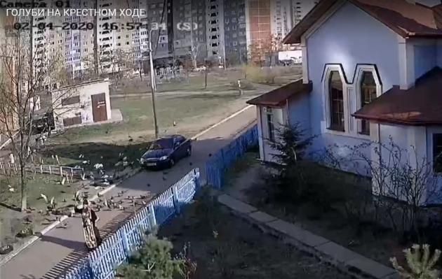Киев: молитва и голуби