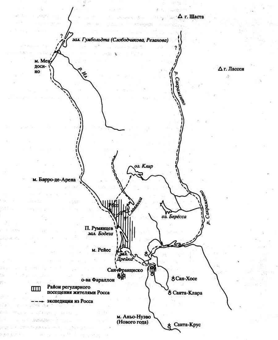 Карта русской Калифорнии