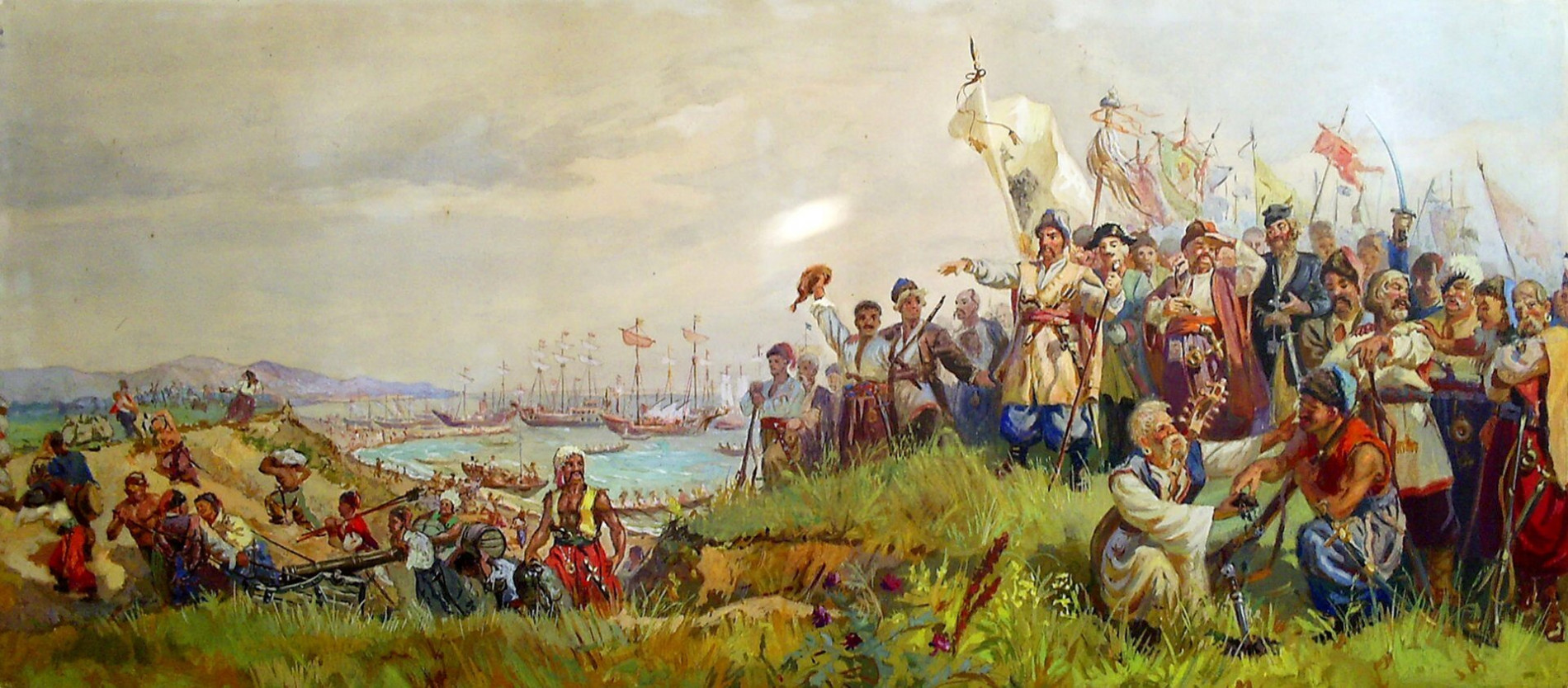 Картина А. Чечина «Высадка казаков на Тамани», Краснодарский государственный историко-археологический музей