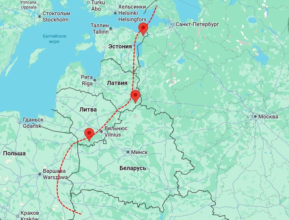 Карта одного из вариантов воздушного коридора для украинских дронов по территории ЕС