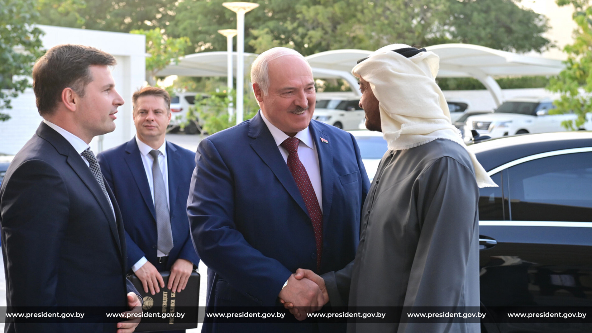 Встреча Лукашенко с президентом ОАЭ шейхом Мухаммедом бен Заидом аль-Нахайяном в Абу-Даби в 2023 год.