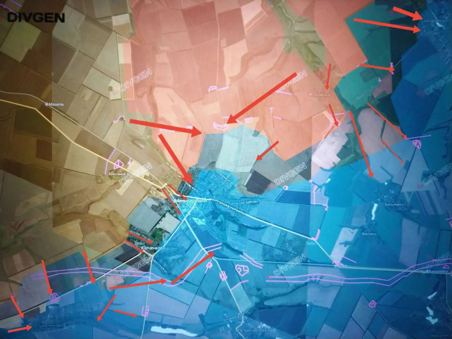 Карта СВО 23 июля 2026 года. Харьковское направление.