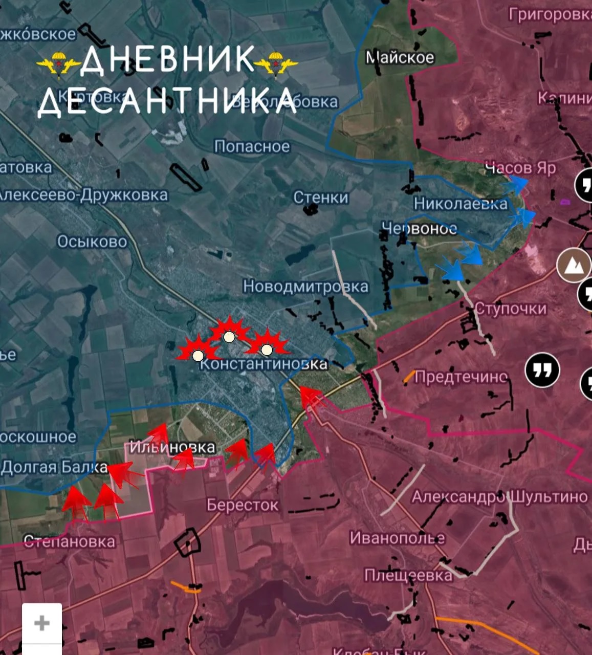Карта СВО 26 апреля 2026 года. Константиновское направление.