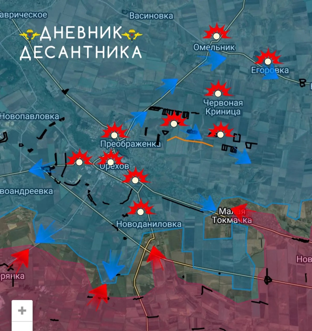 Карта СВО 1 апреля 2026 года. Запорожское направление.