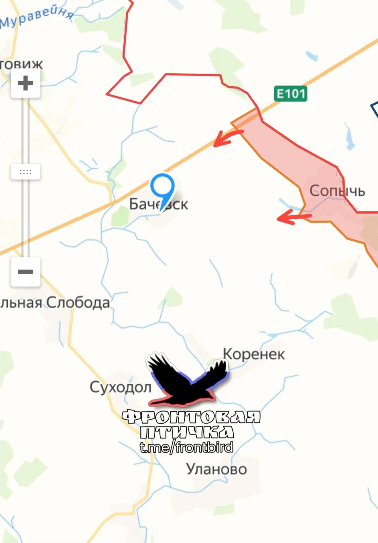 Карта продвижения группировки «Север», 14 мая 2026 г.