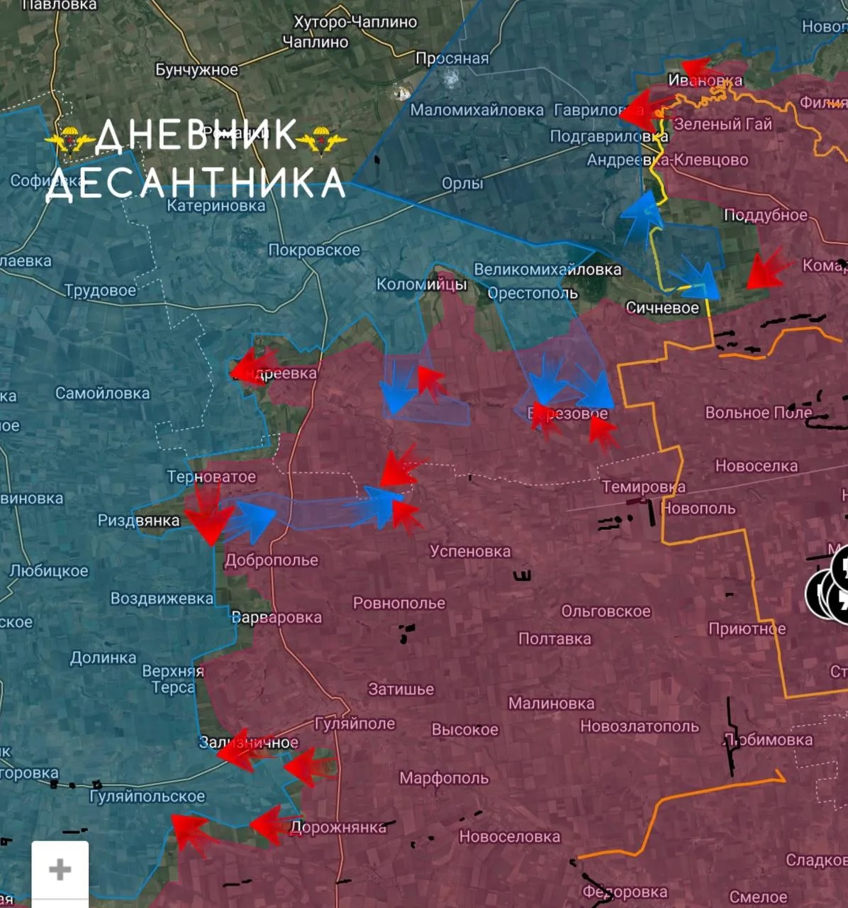Карта СВО 28 марта. Запорожское направление.