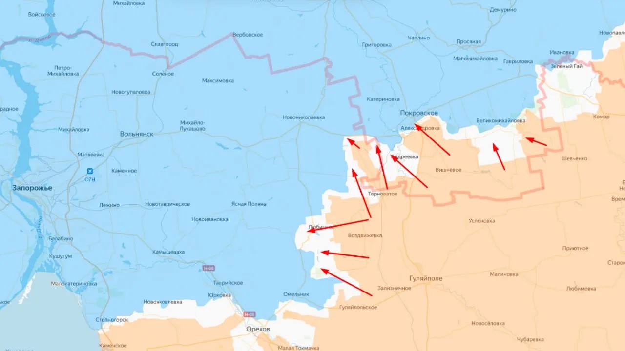 Участок фронта на стыке Запорожской и Днепропетровской областей