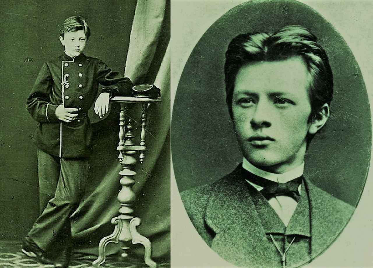 Владимир Шухов начинающий гимназист (слева), и студент-выпускник МВТУ 