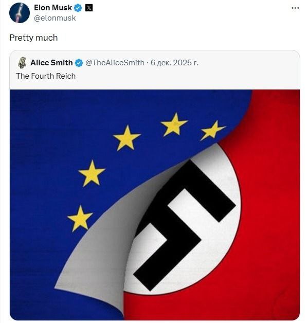 Илон Маск поддержал сравнение Евросоюза с Четвёртым Рейхом