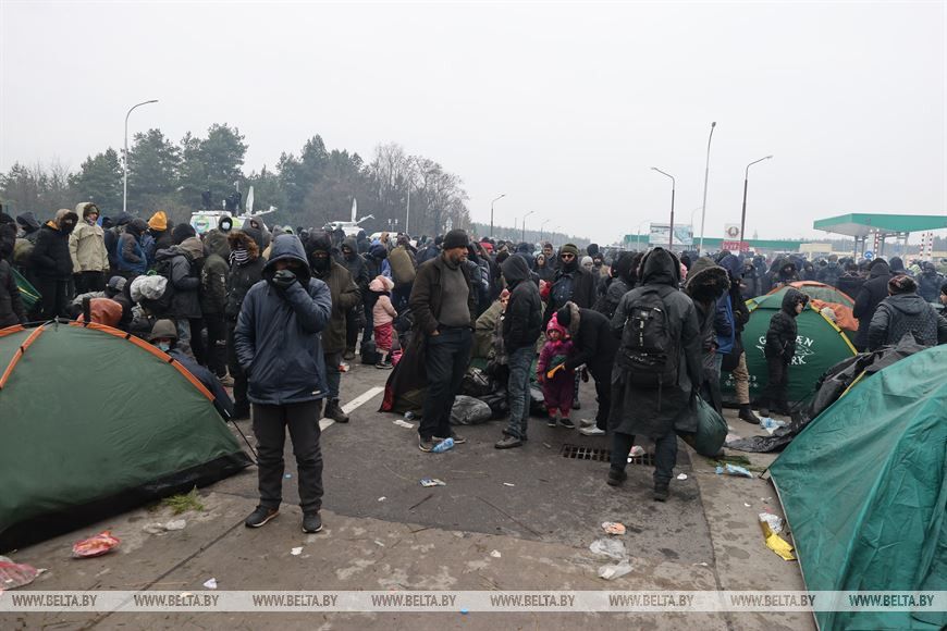 Лагерь беженцев на границе с Польшей