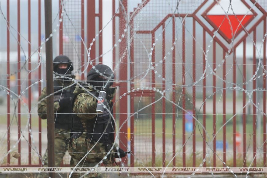 Польские силовики использую слезоточивый газ