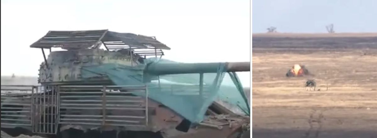 Макет российского «танка» и промазавший «джавелин»