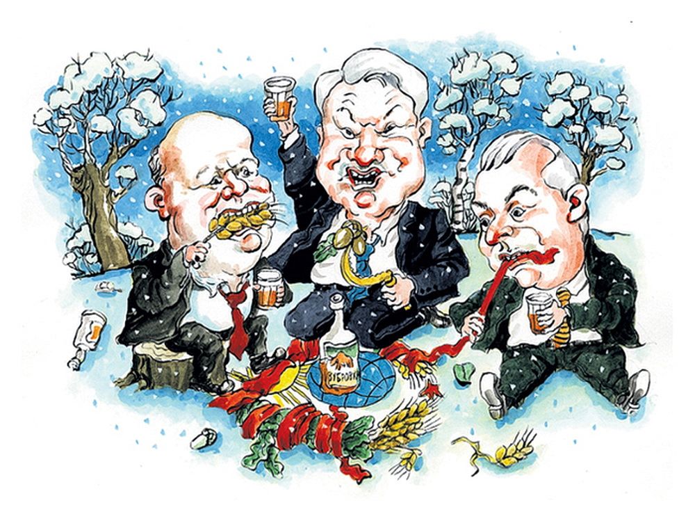 Встреча в Вискулях глазами художника-карикатуриста