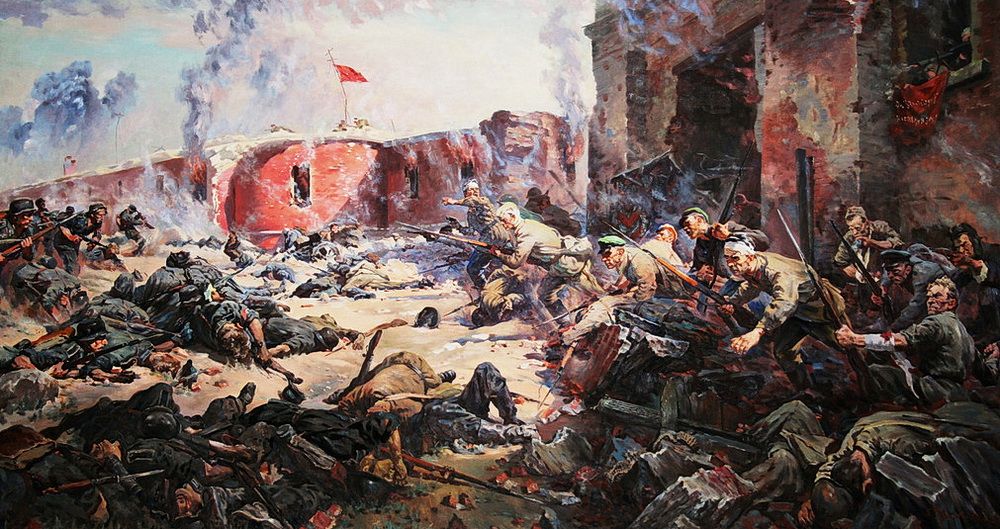 Оборона одной только Брестской крепости продлилась месяц и один день: это больше, чем сопротивлялись Бельгия, Греция и иные европейские страны. Художник Пётр Кривоногов, 1951 г.