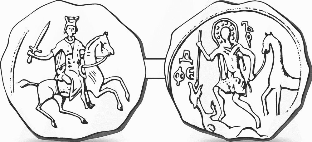 Печать Александра Невского (после 1236 года), которой он утверждал свои договора. Прорисовка оттиска