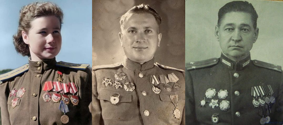 Кавалер ордена Александра Невского Герой Советского Союза М.В Смирнова, и трижды кавалеры этой награды Н.Л. Невский и П.А. Куприненко