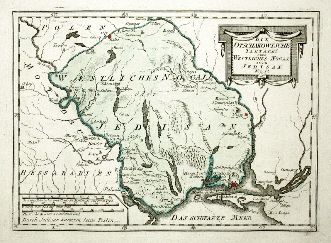 Карта, изданная в Вене около 1790 года с границами Едисанской орды