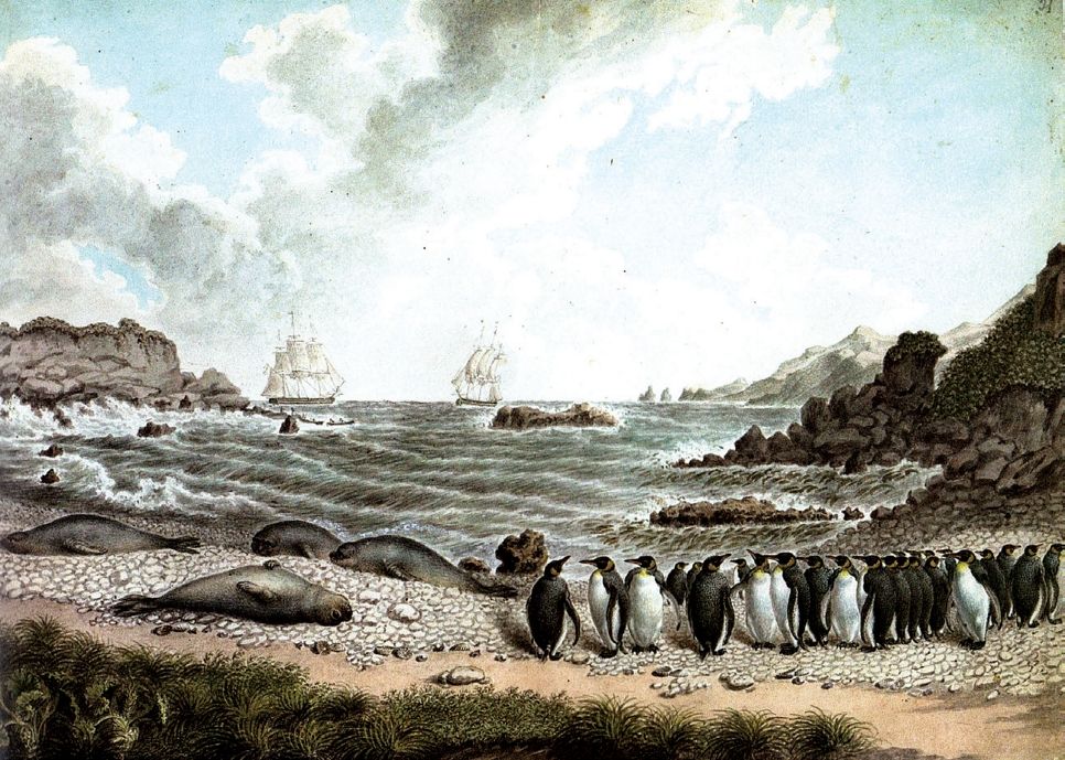 Павел Михайлов. Вид о-ва Маквари с перешейка с северо-восточной стороны