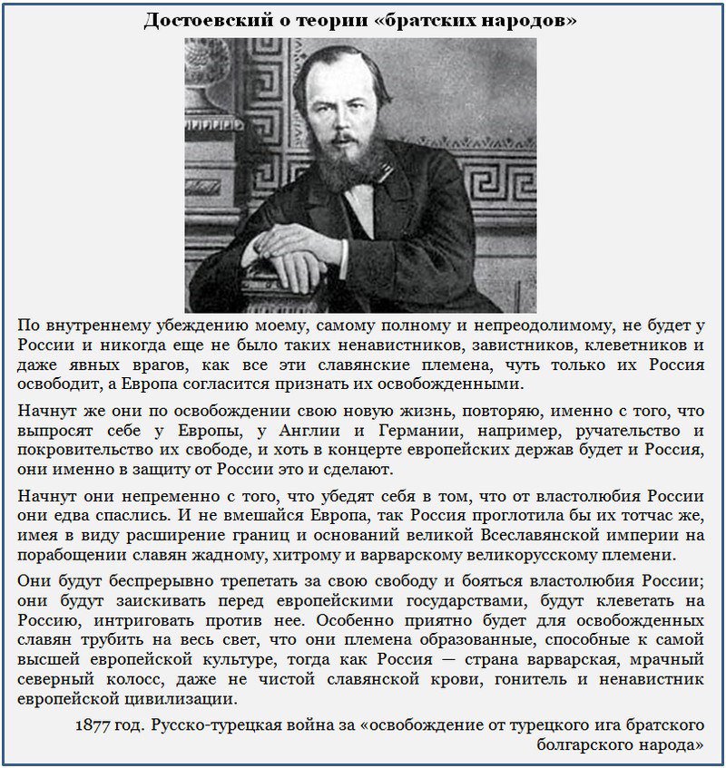 Крылатые слова Достоевского о братьях-славянах