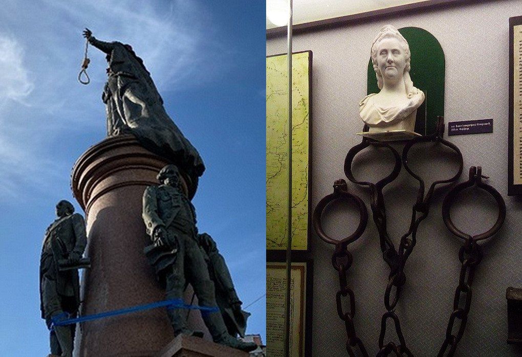 Осквернённая память о императрице Екатерине II в Одессе и Полтаве