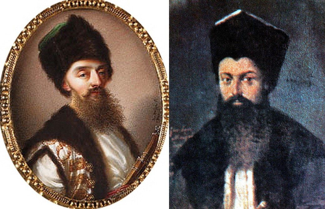 Правители Молдавии и Валахии Константин Ипсиланти (слева) и Александр Мурузи, отрешение от власти которых привело Турцию и Россию к войне