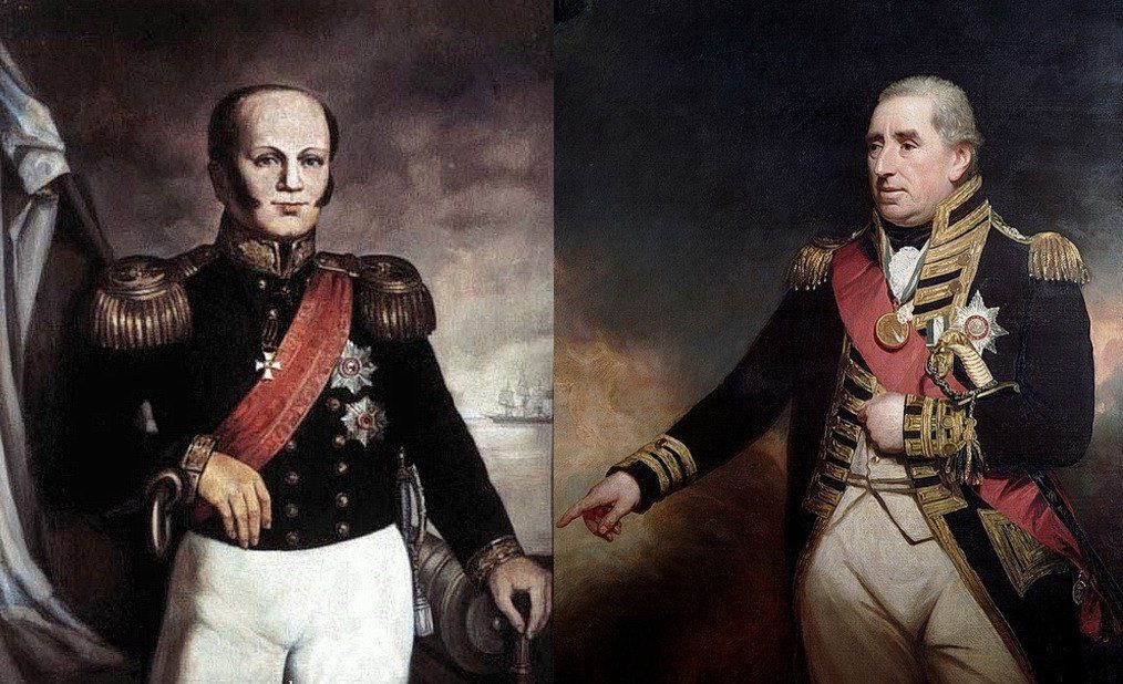 Флотоводцы Д.Н. Сенявин (слева) и Д.Т. Дакворт