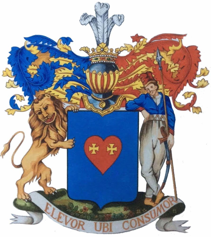 Герб рода Кочубеев. Пылающее сердце, два золотых креста и девиз – напоминание о подвиге верности В.Л. Кочубея