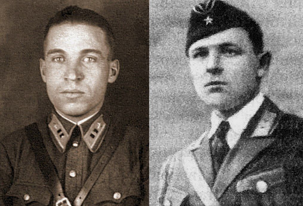 Лётчики Д.В. Кокорев (справа) и К.П. Оборин, совершившие первые тараны периода Великой Отечественной войны