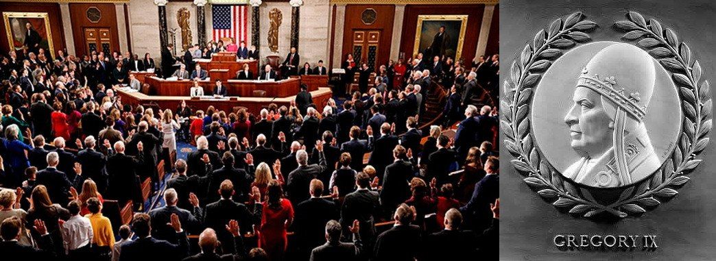 Палата представителей Конгресса США – кухня по изготовлению антироссийских санкций, и барельеф папы Григория IX, украшающий одну из его стен