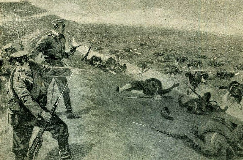 Последствия применения миномётов против штурмующей укрепления Порт-Артура японской пехоты