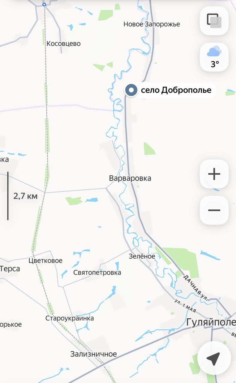 Карта СВО 15 февраля 2026 года. Запорожское направление.