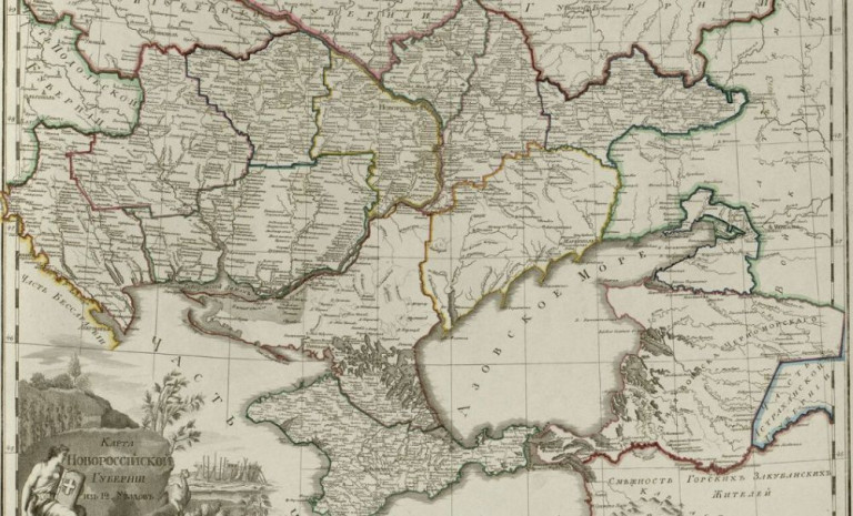 Фрагмент карты Новороссийской губернии. Источник. "1800. Российский атлас из 43-х карт состоящий и на 41 губернию Империю разделяющий"