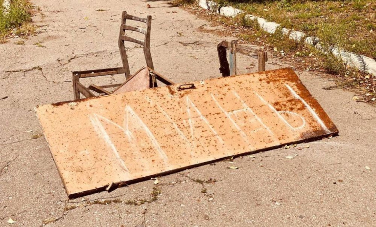 Табличка во дворе одной из донецких больниц. Никак не отпускает нас проблема «лепестков».