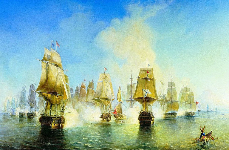 «Афонское сражение 19 июня 1807 года». Художник Алексей Боголюбов 