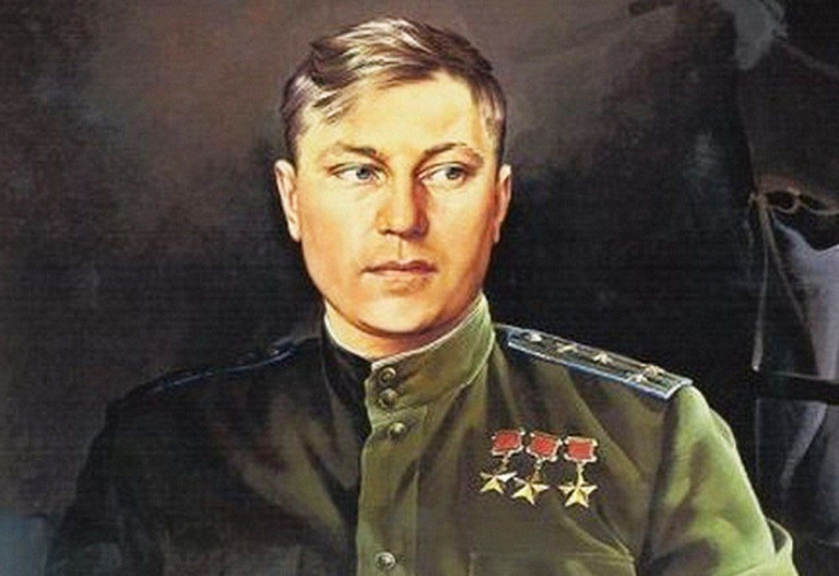 Летчик-истребитель А. Покрышкин. Художник Сергей Присекин.