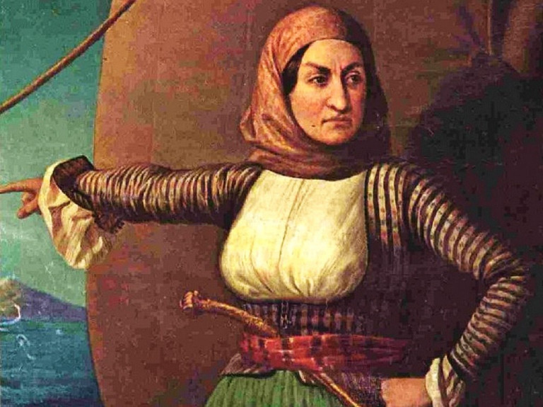 Заглавная иллюстрация: гречанка Ласкарина Бубулина, первая и единственная в истории женщина-адмирал Русского императорского флота. Фрагмент картины неизвестного художника