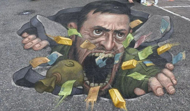 На заглавном фото: Польская арт-группа Typicaloptical  очень правдиво изобразила аппетиты Зеленского