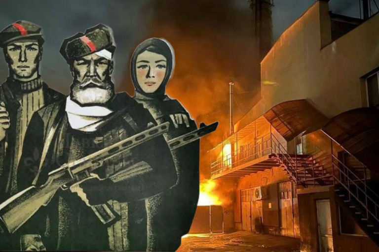 На заглавном фото:  Горит территория военного производства во Львове