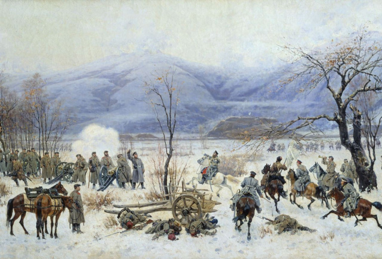 На заглавном фото. «Сражение у Шипки-Шейново 28 декабря 1877 года »*, фрагмент, А. Кившенко, 1894 г.