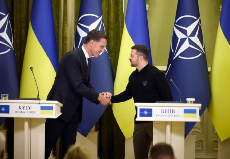 На світлині: новий генсек НАТО Марк Рютте та президент України Володимир Зеленський