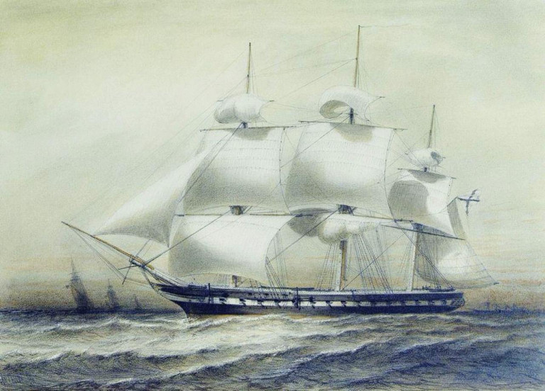 Заглавная иллюстрация: Картина А.П.Боголюбова «Фрегат Паллада в 1847 году», 1847 год